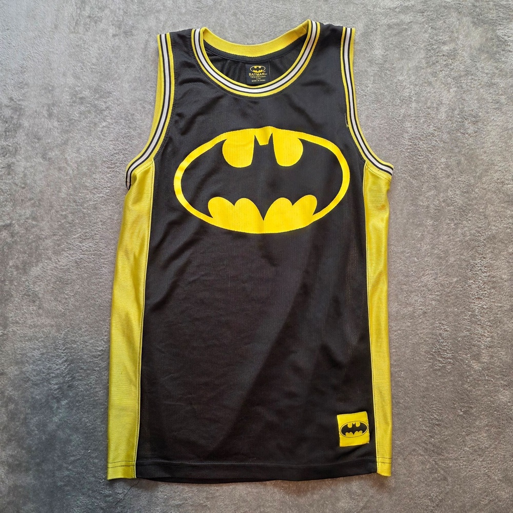 Batman Jersey Tank Boys 14 Black Yellow Mesh Basketball Sleeveless DC Comics